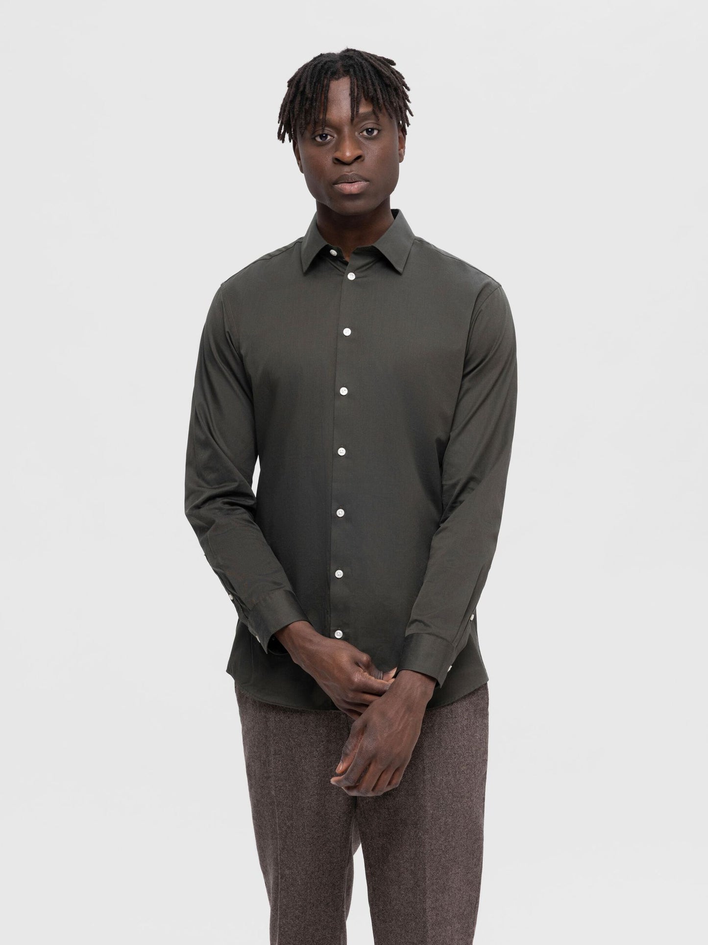 SELECTED Forest Green Classic Cotton Shirt