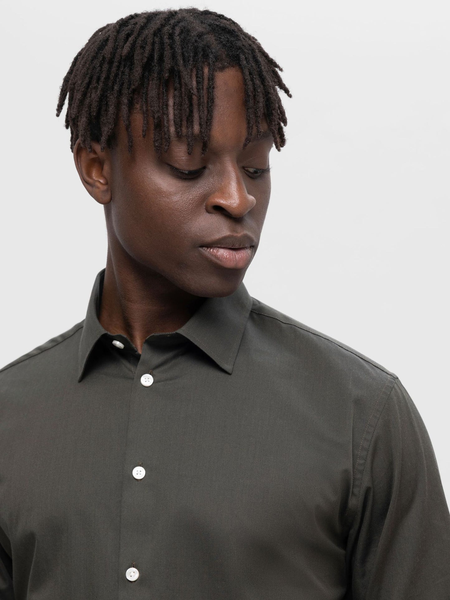 SELECTED Forest Green Classic Cotton Shirt