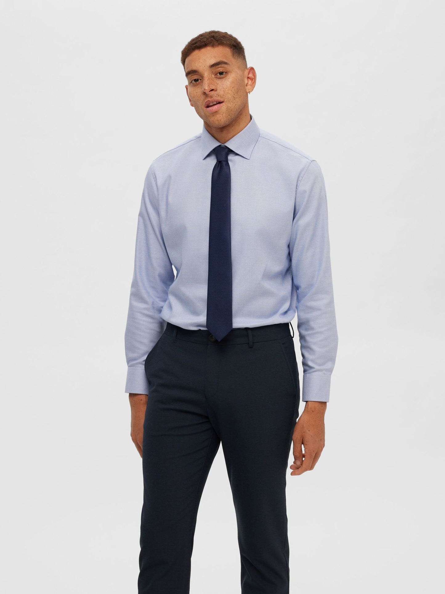 SELECTED Blue Cotton Twill Shirt