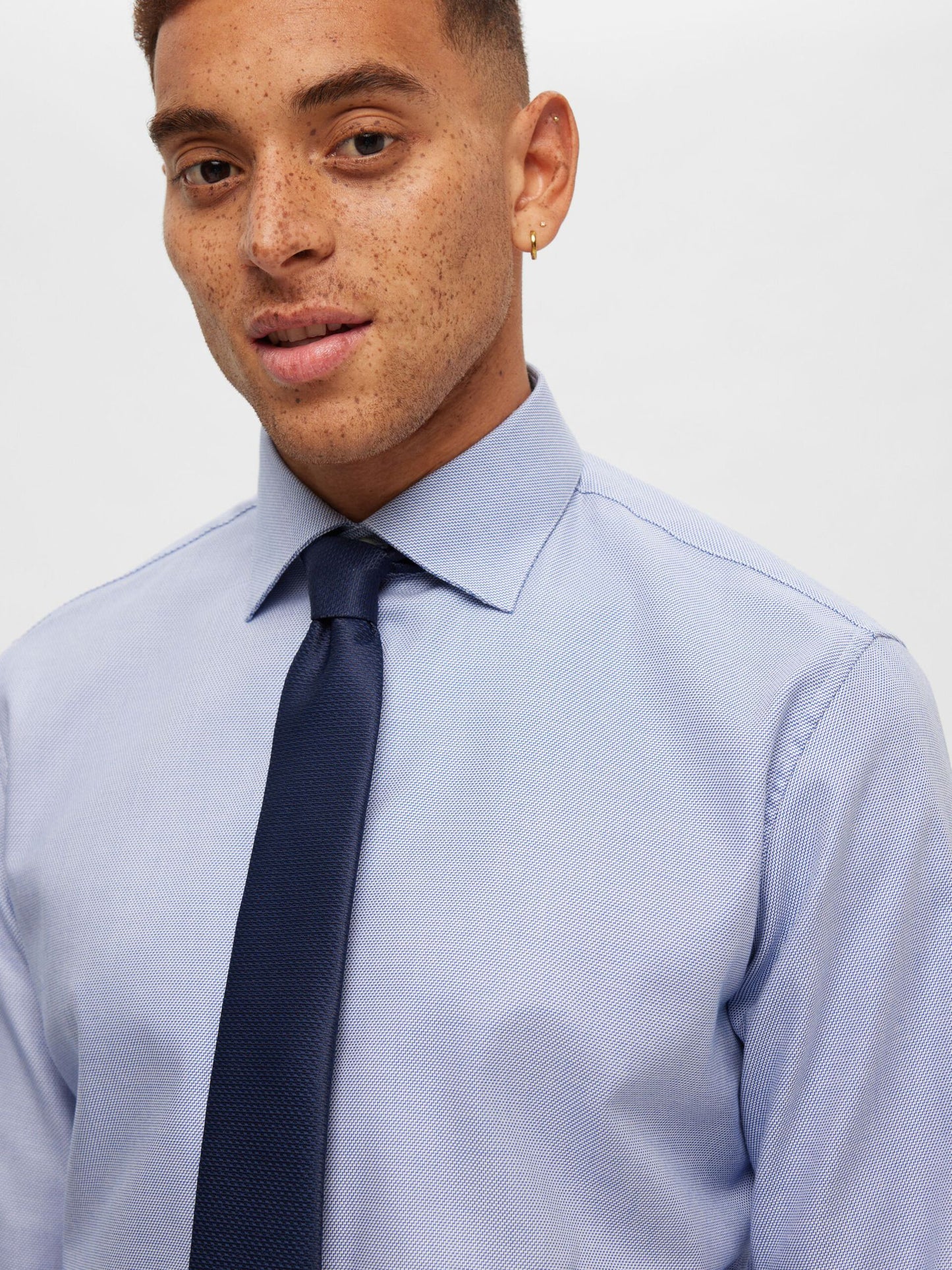 SELECTED Blue Cotton Twill Shirt