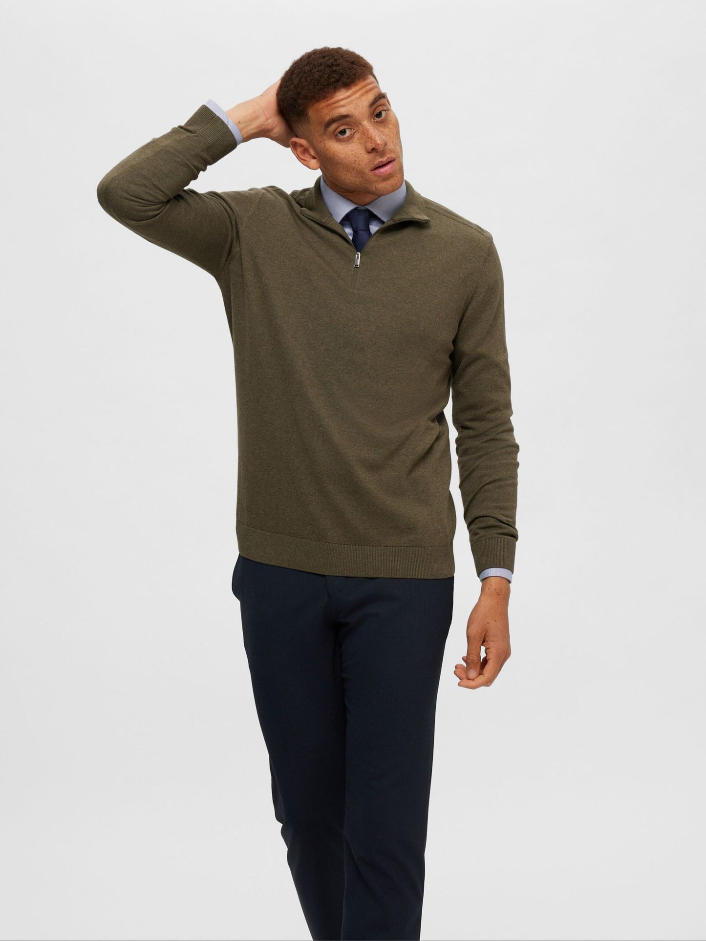 SELECTED Blue Cotton Twill Shirt