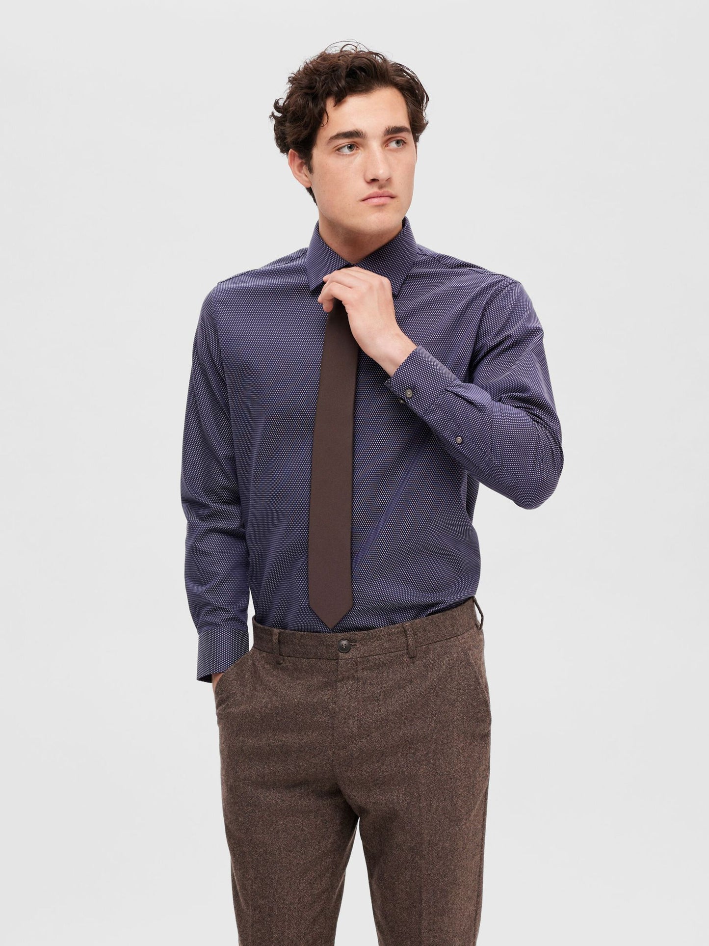 SELECTED Navy Cotton Twill Shirt