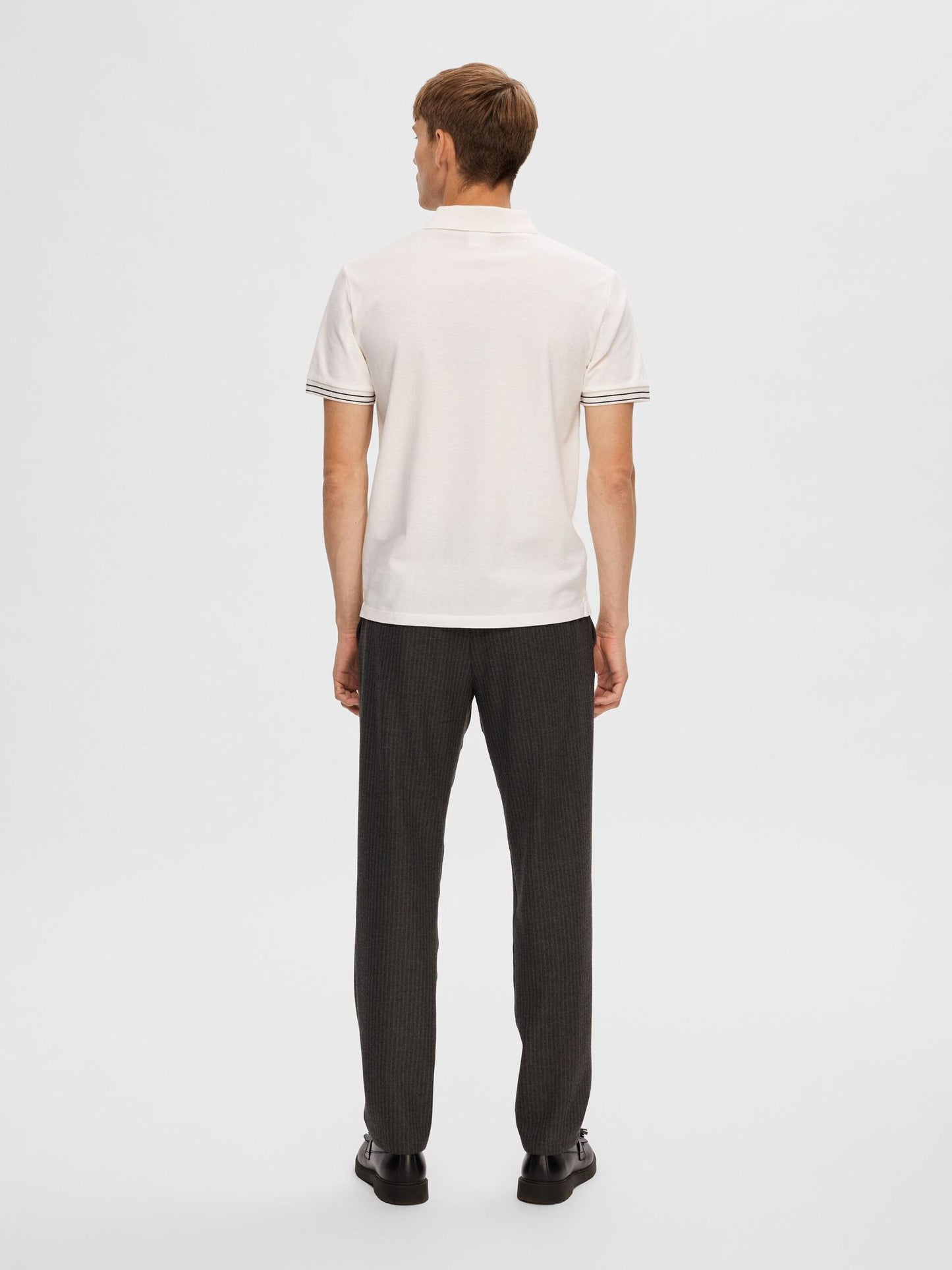 SELECTED White Piqué Poloshirt