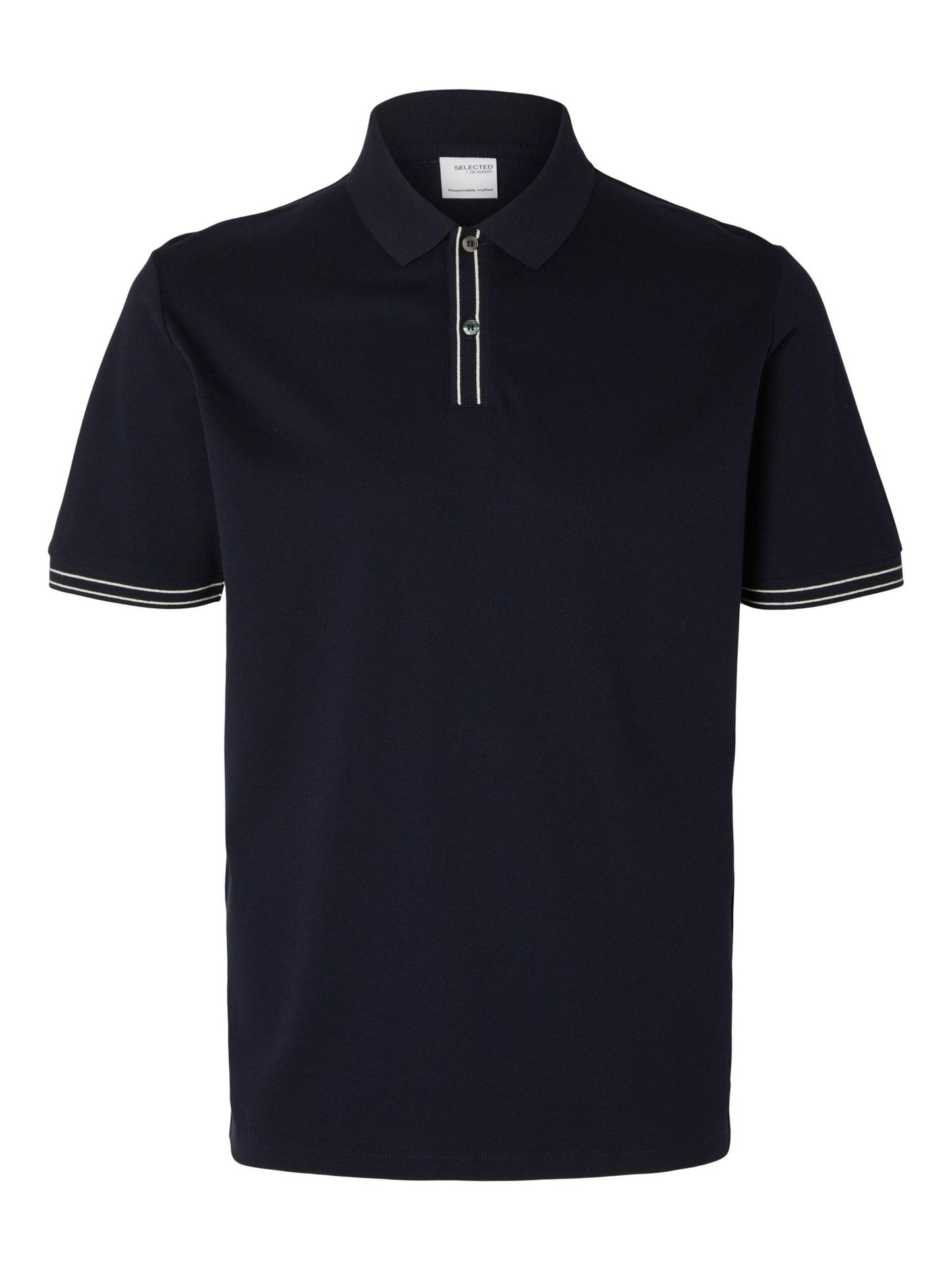 SELECTED Navy Piqué Poloshirt