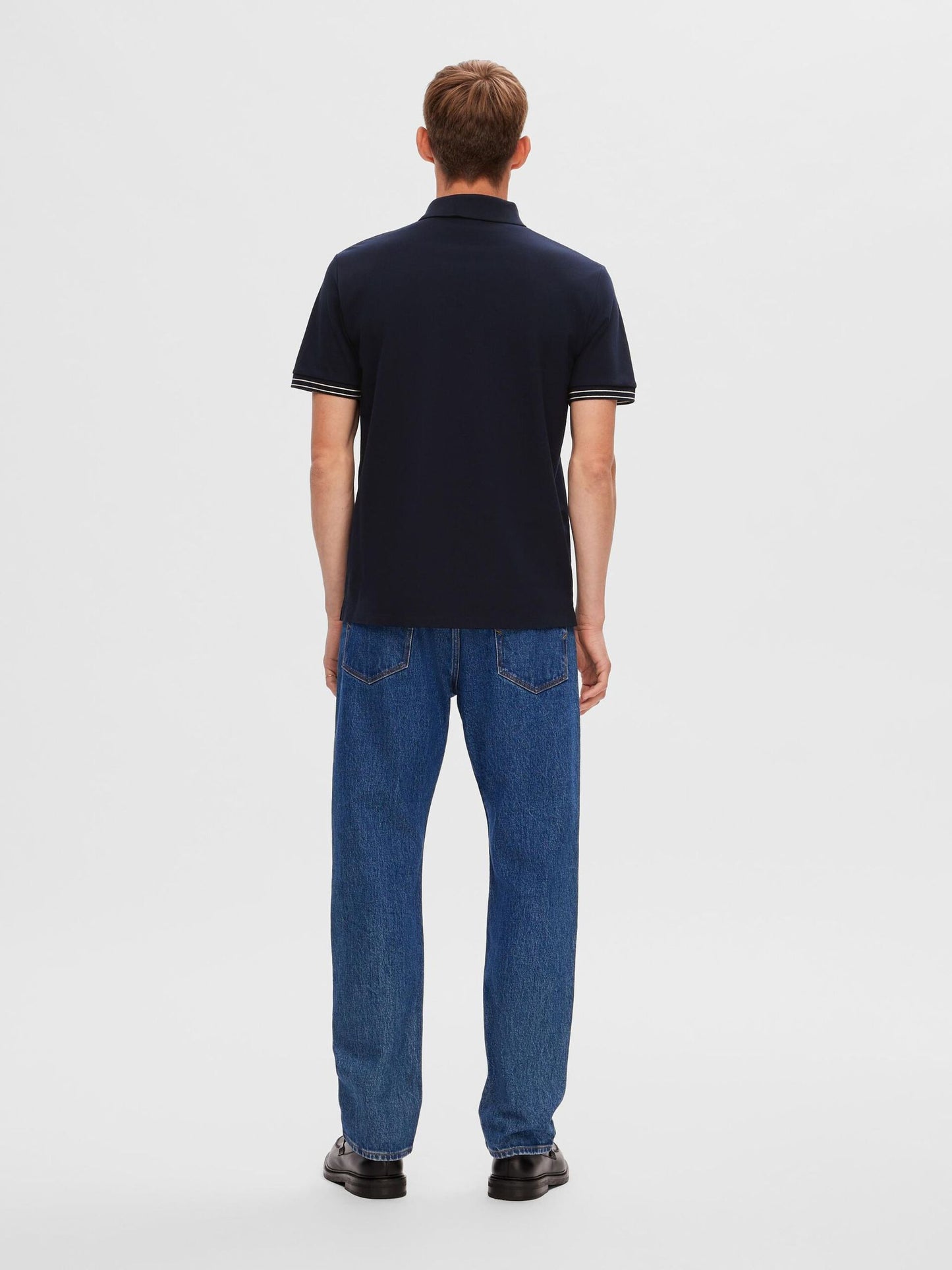 SELECTED Navy Piqué Poloshirt