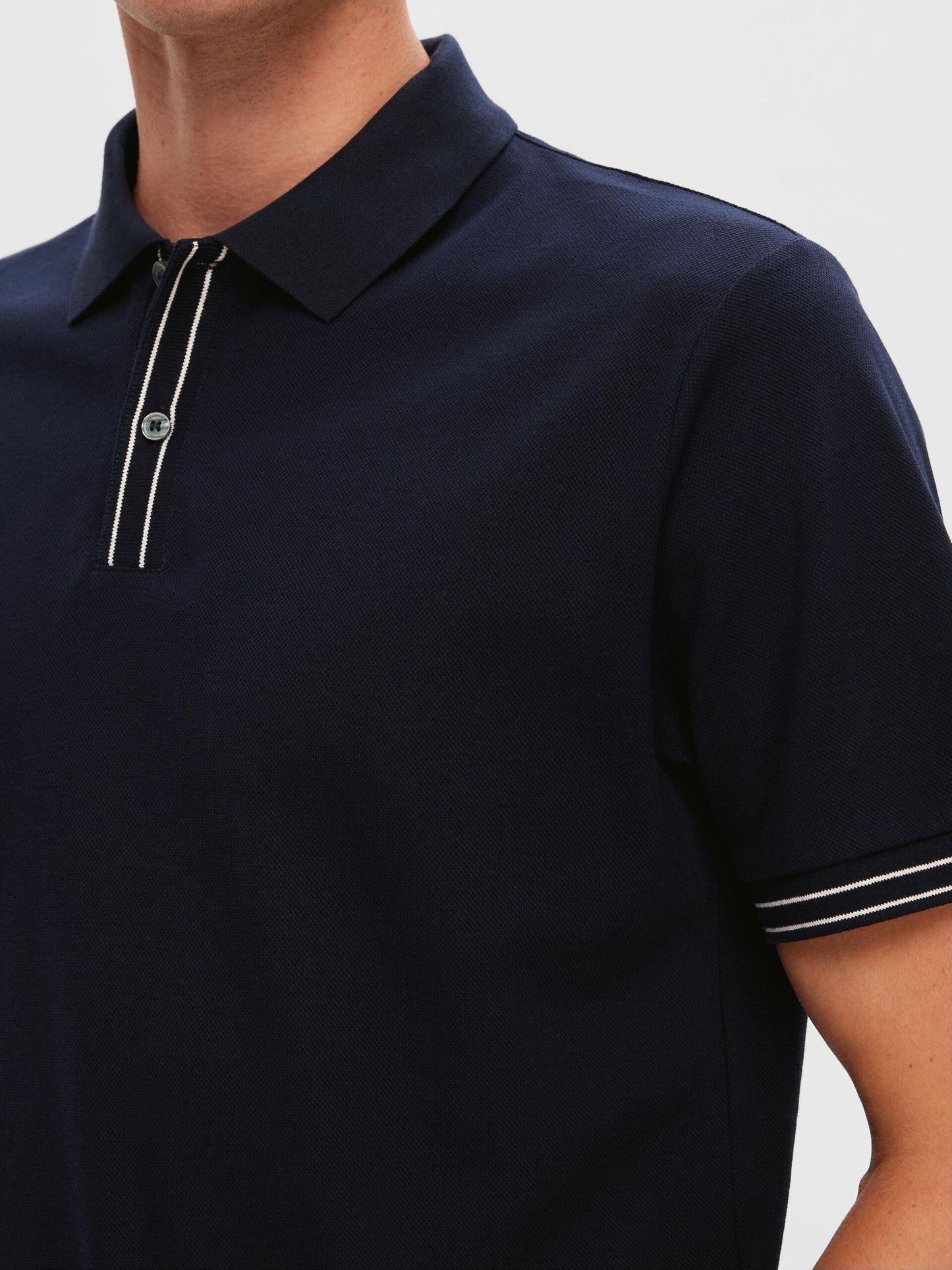 SELECTED Navy Piqué Poloshirt