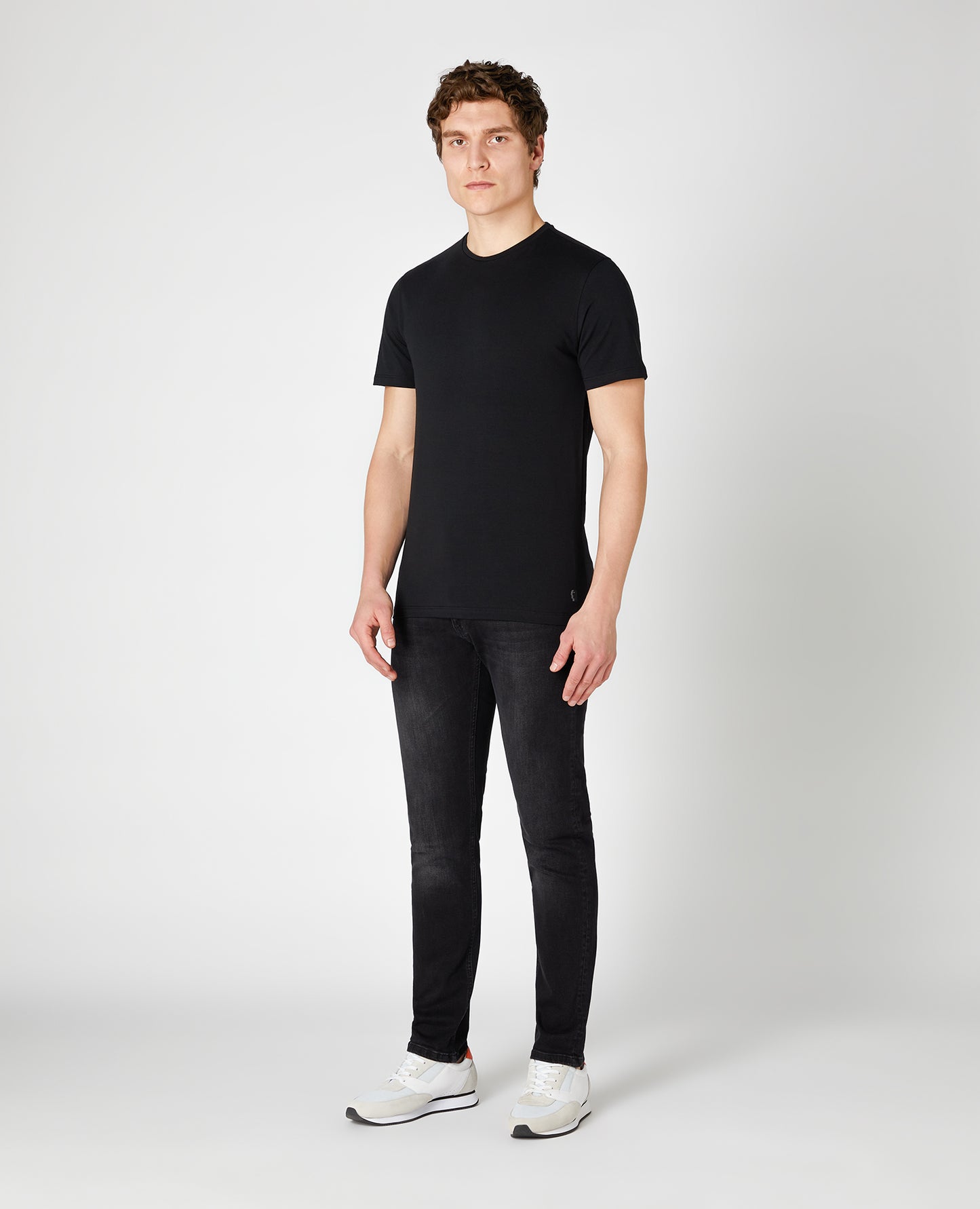 Remus Uomo Tapered Fit Black Cotton T-Shirt