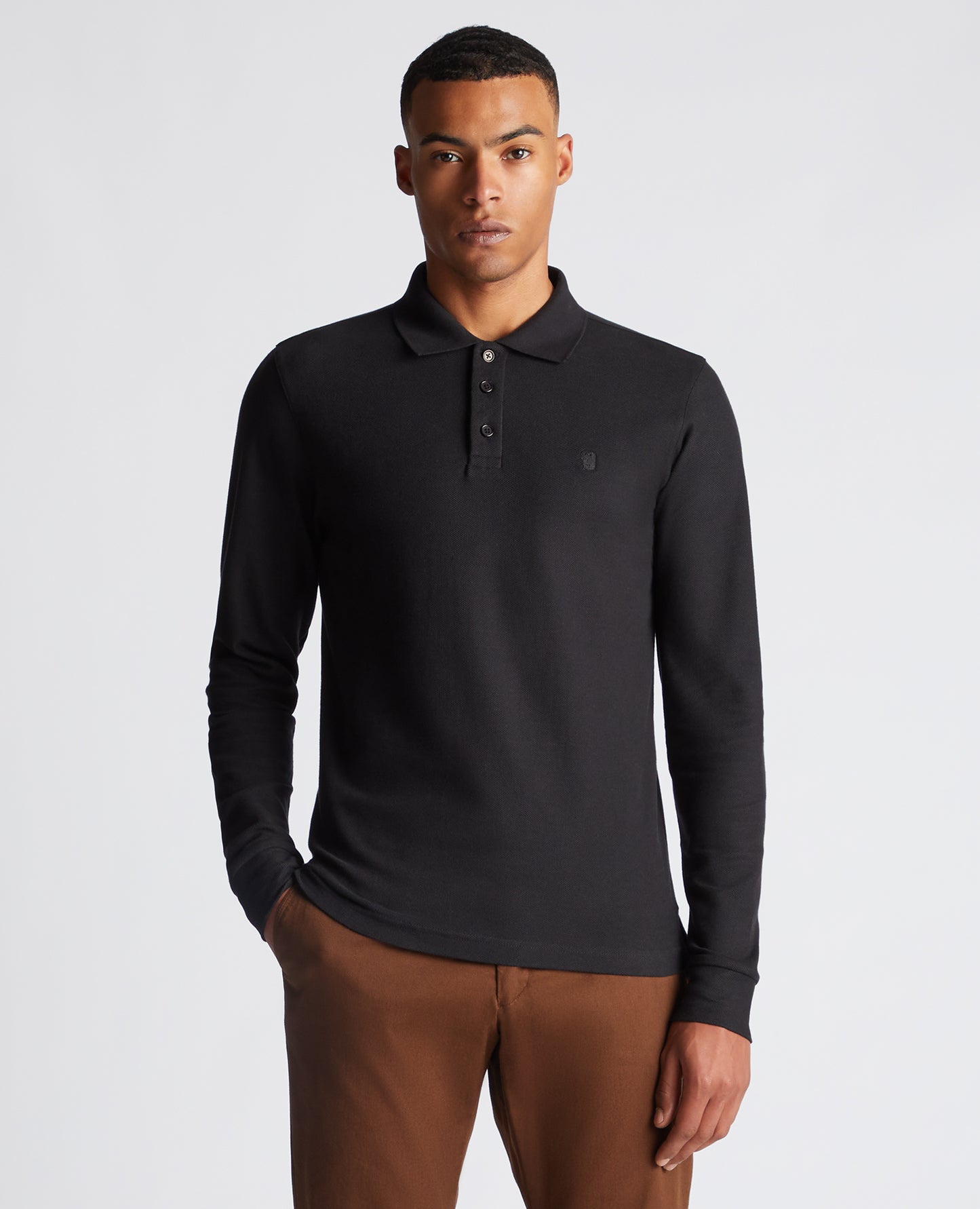 Remus Uomo Long Sleeve Black Polo