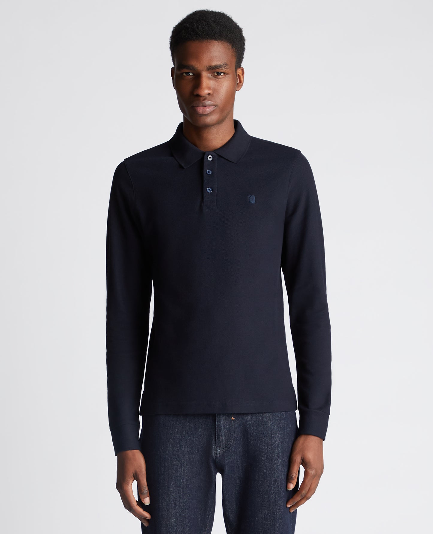 Remus Uomo Long Sleeve Navy Polo