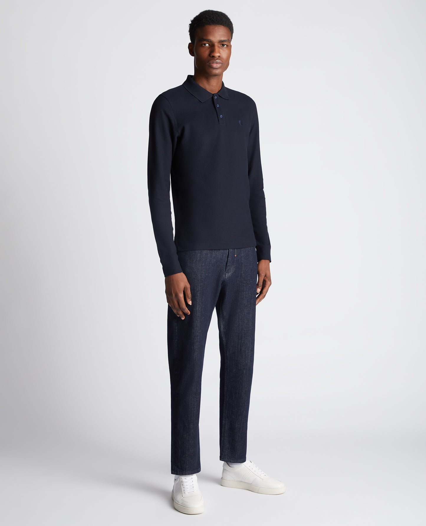Remus Uomo Long Sleeve Navy Polo