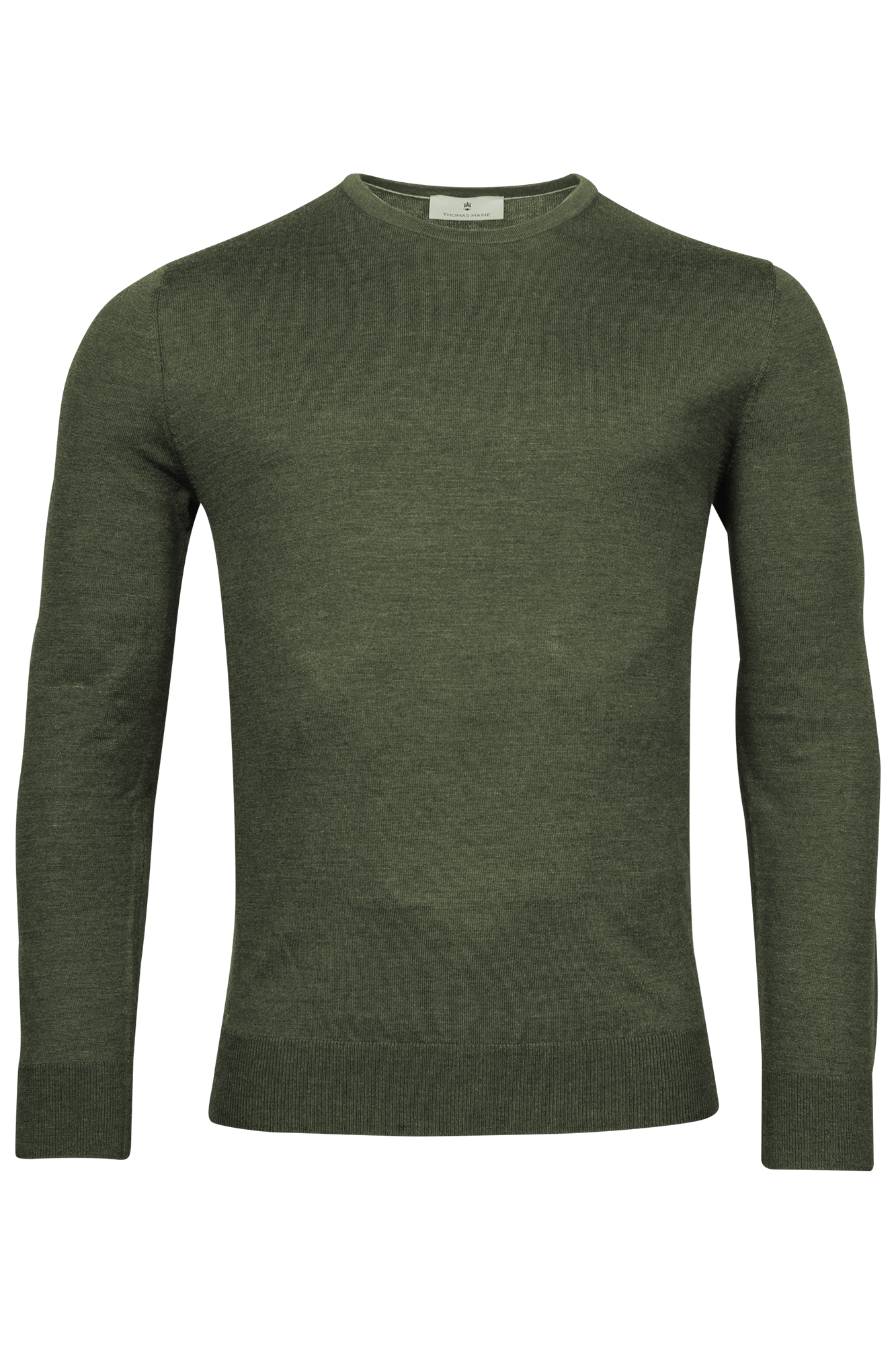 Thomas Maine Khak Round Neck Merino Wool Jumper