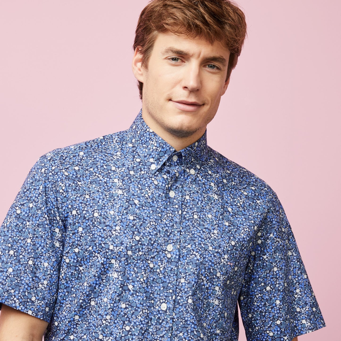 Eden Park Blue Short Sleeve Floral Shirt
