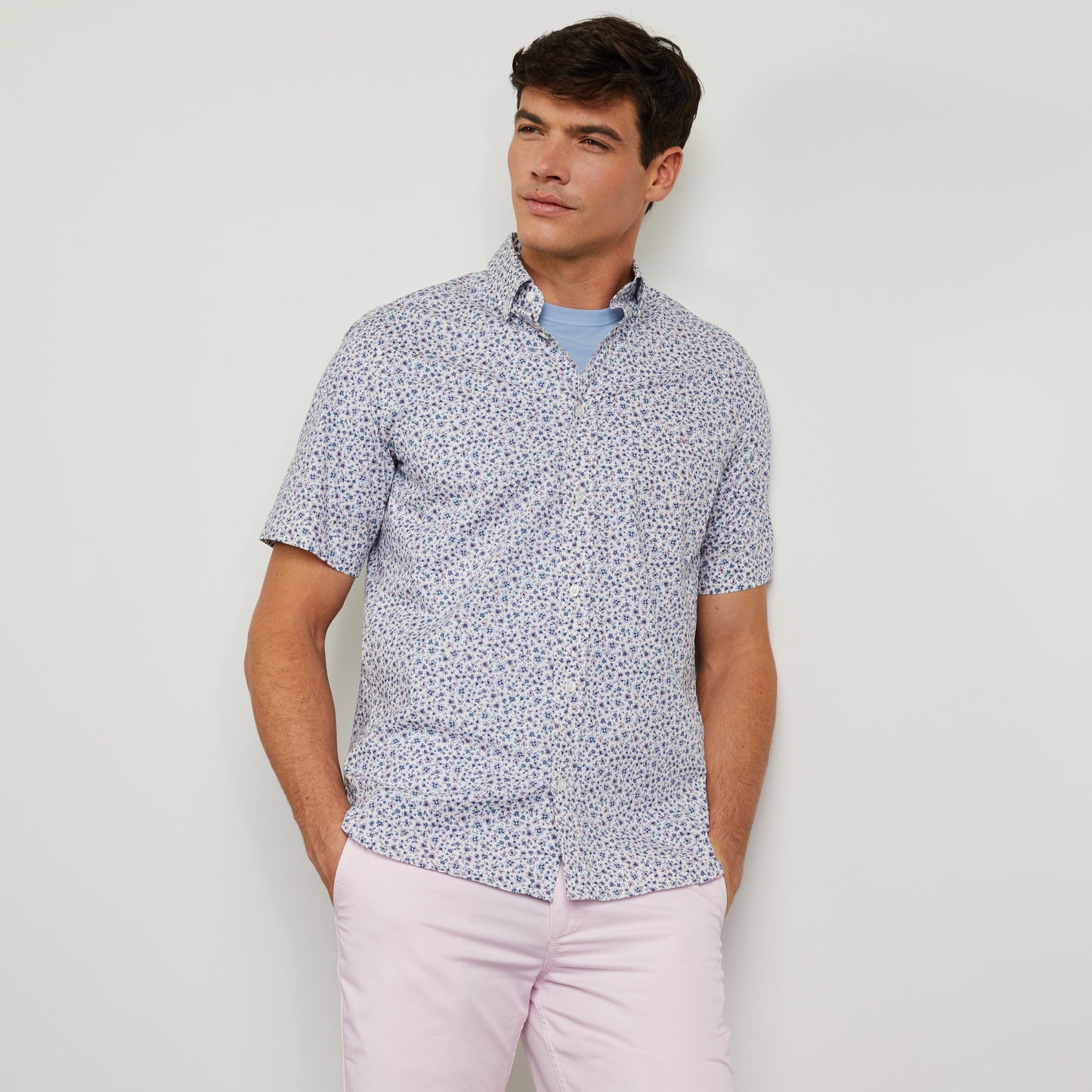 Eden Park Rose Short Sleeve Floral Shirt
