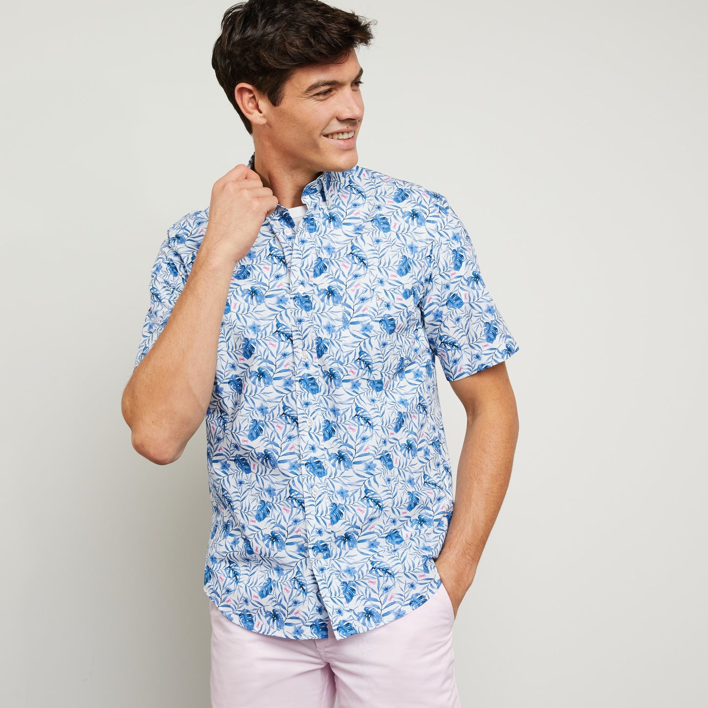 Eden Park Blue Short Sleeve Leaf Shirt