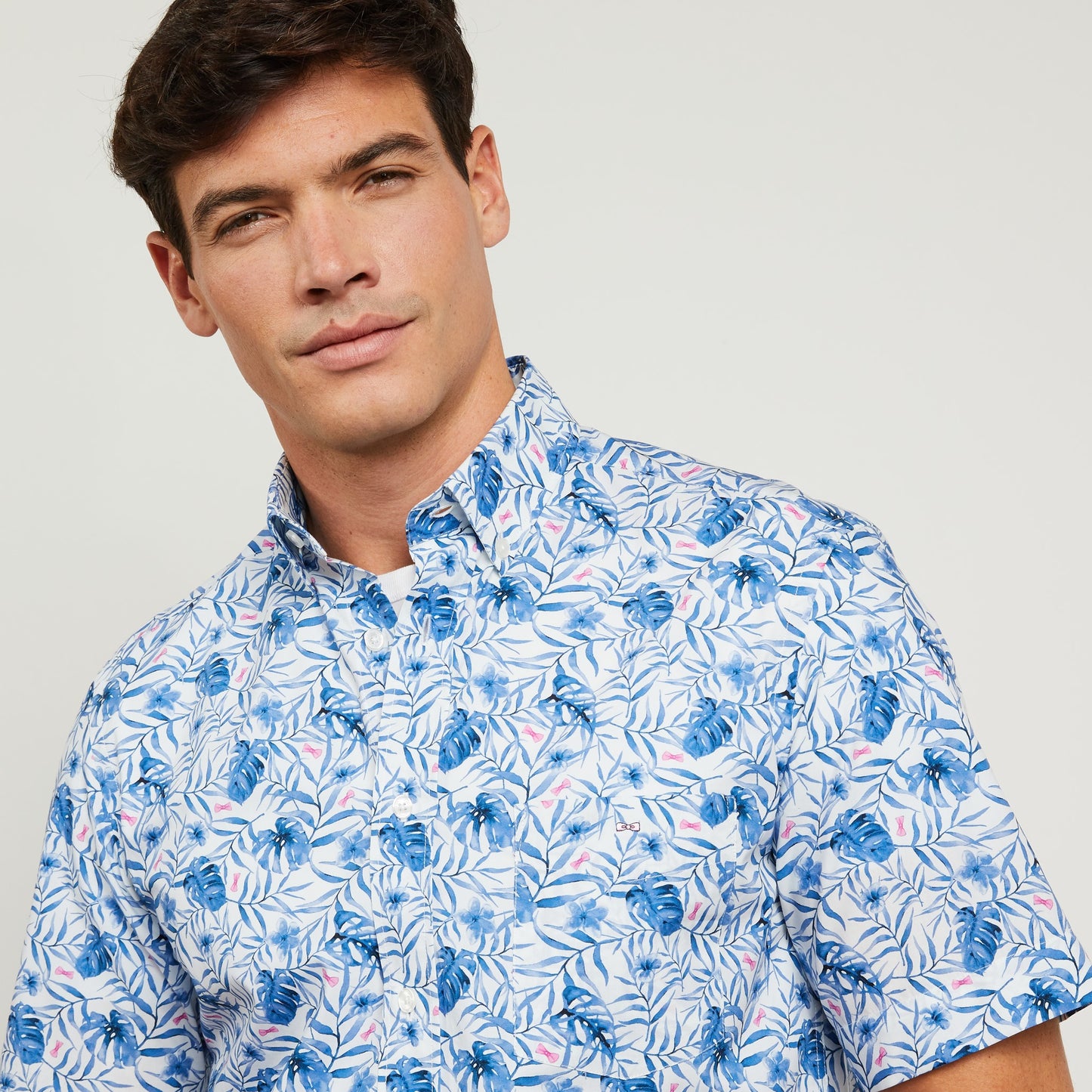 Eden Park Blue Short Sleeve Leaf Shirt