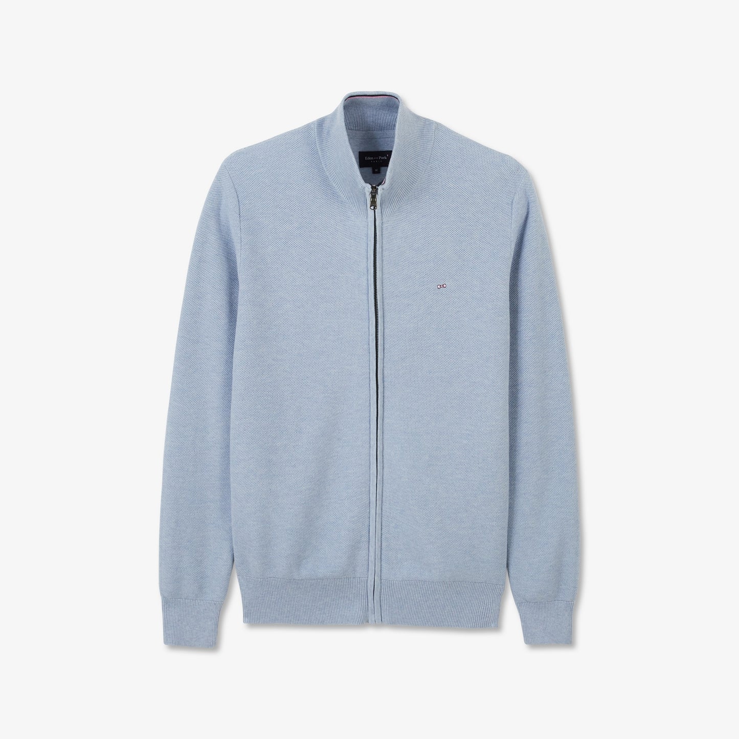 Eden Park Light Blue Seed Stitch Full-Zip Jumper