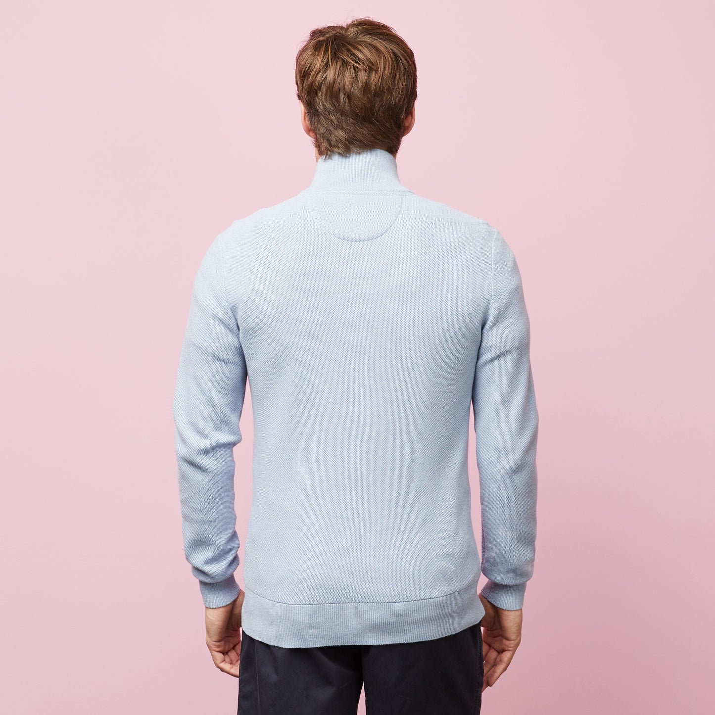 Eden Park Light Blue Seed Stitch Full-Zip Jumper