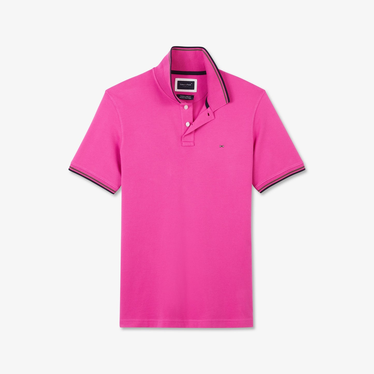 Eden Park Pink Cotton Polo with EP Stripe Trim