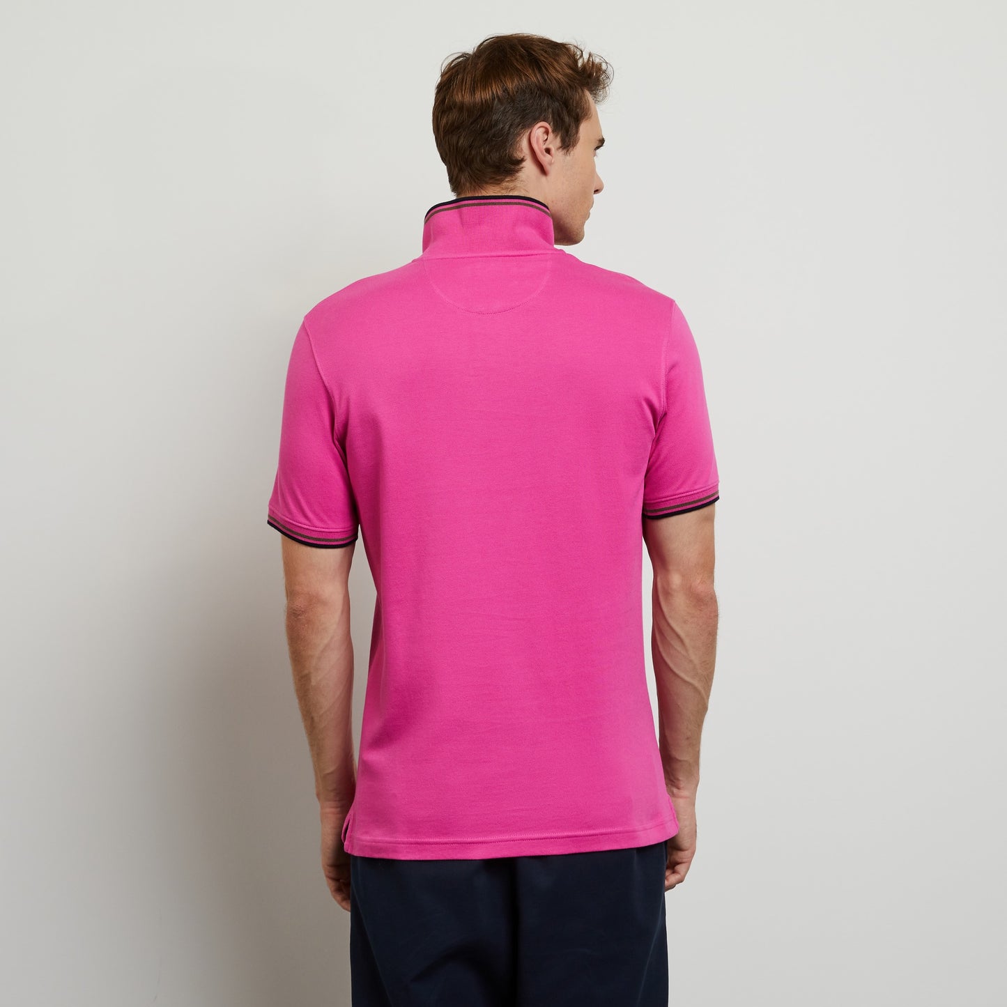 Eden Park Pink Cotton Polo with EP Stripe Trim