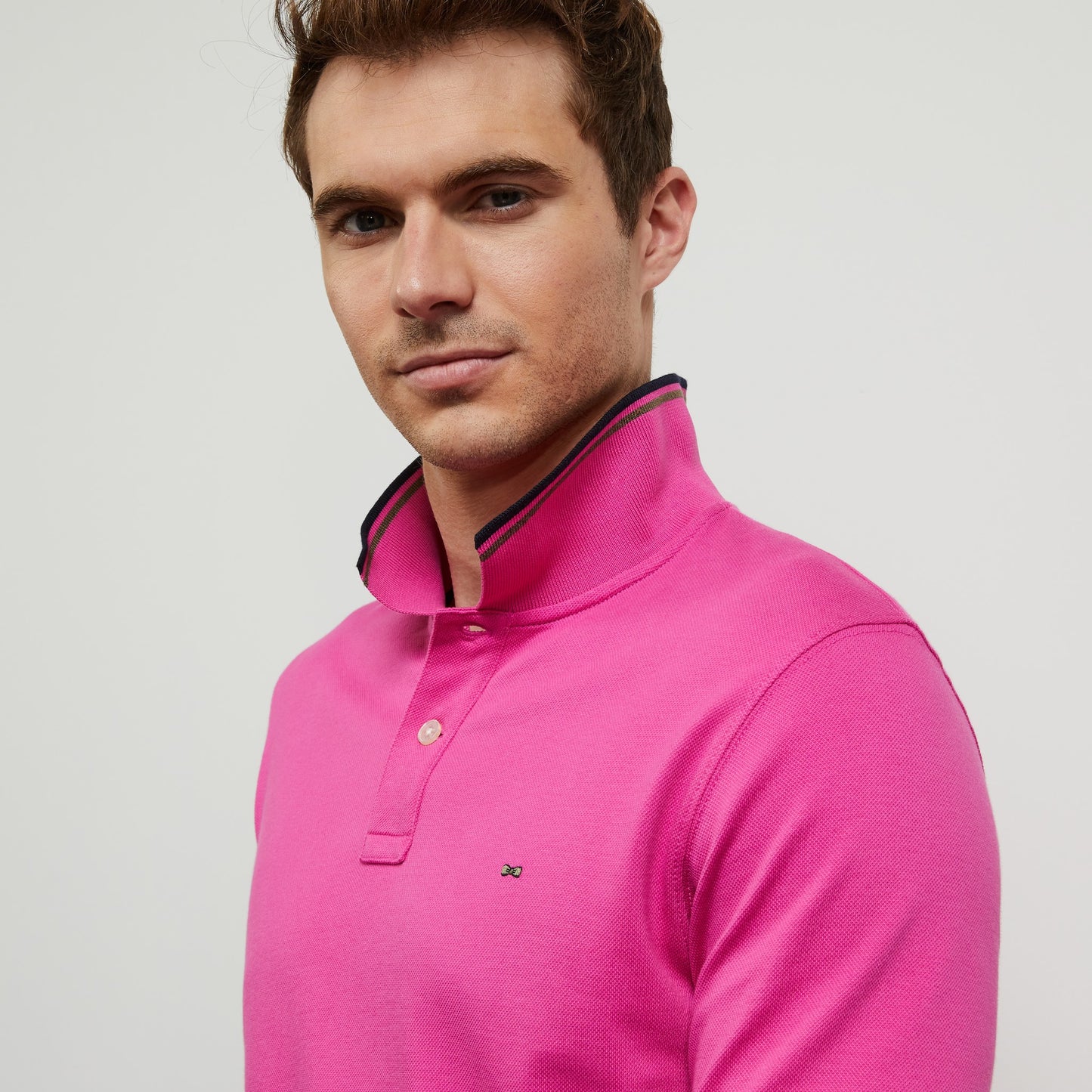 Eden Park Pink Cotton Polo with EP Stripe Trim