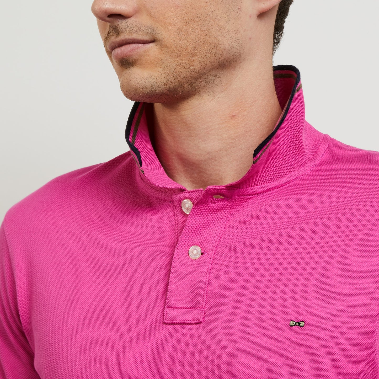 Eden Park Pink Cotton Polo with EP Stripe Trim