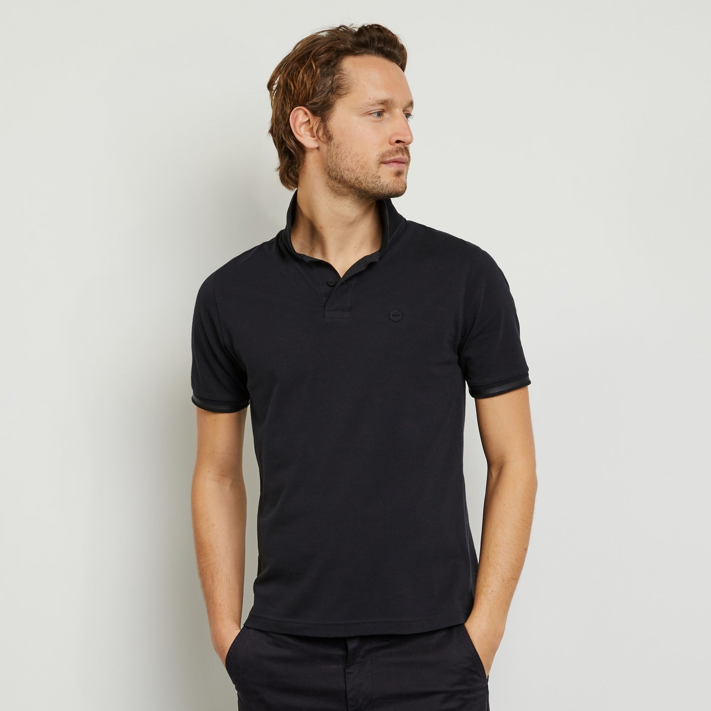 Eden Park Black Rugby Stretch Cotton Polo