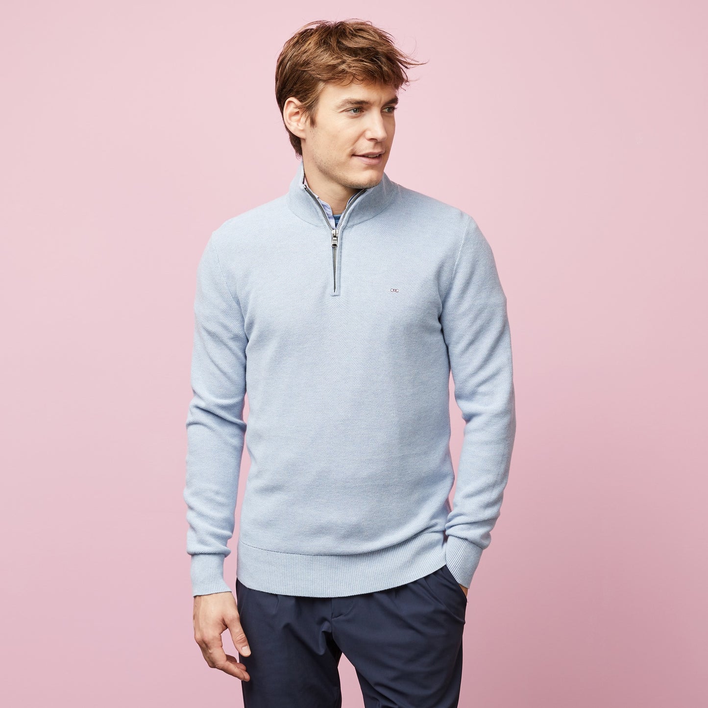 Eden Park Light Blue Half-Zip Jumper