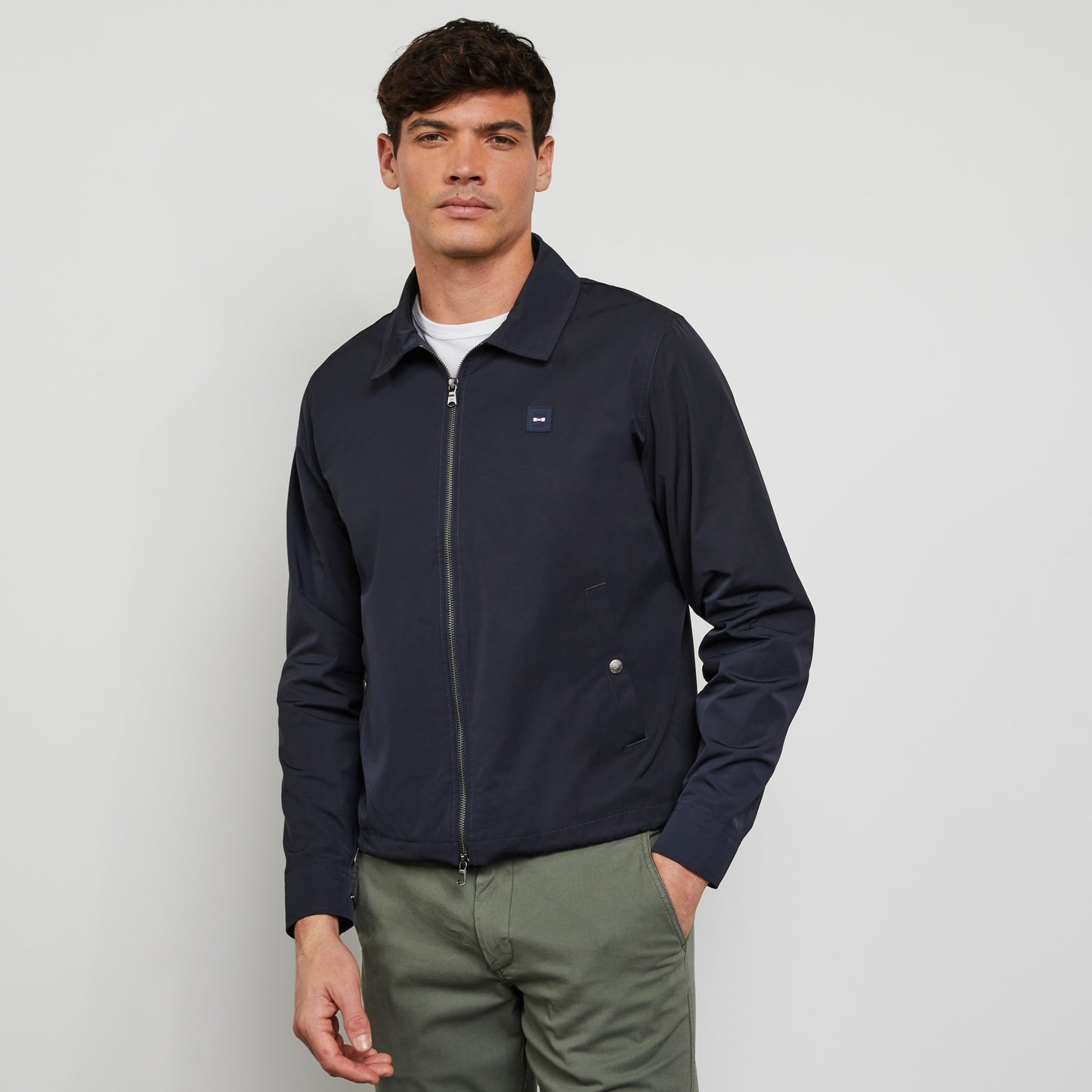 Eden Park Water-Resistant Navy Cotton Zip Jacket
