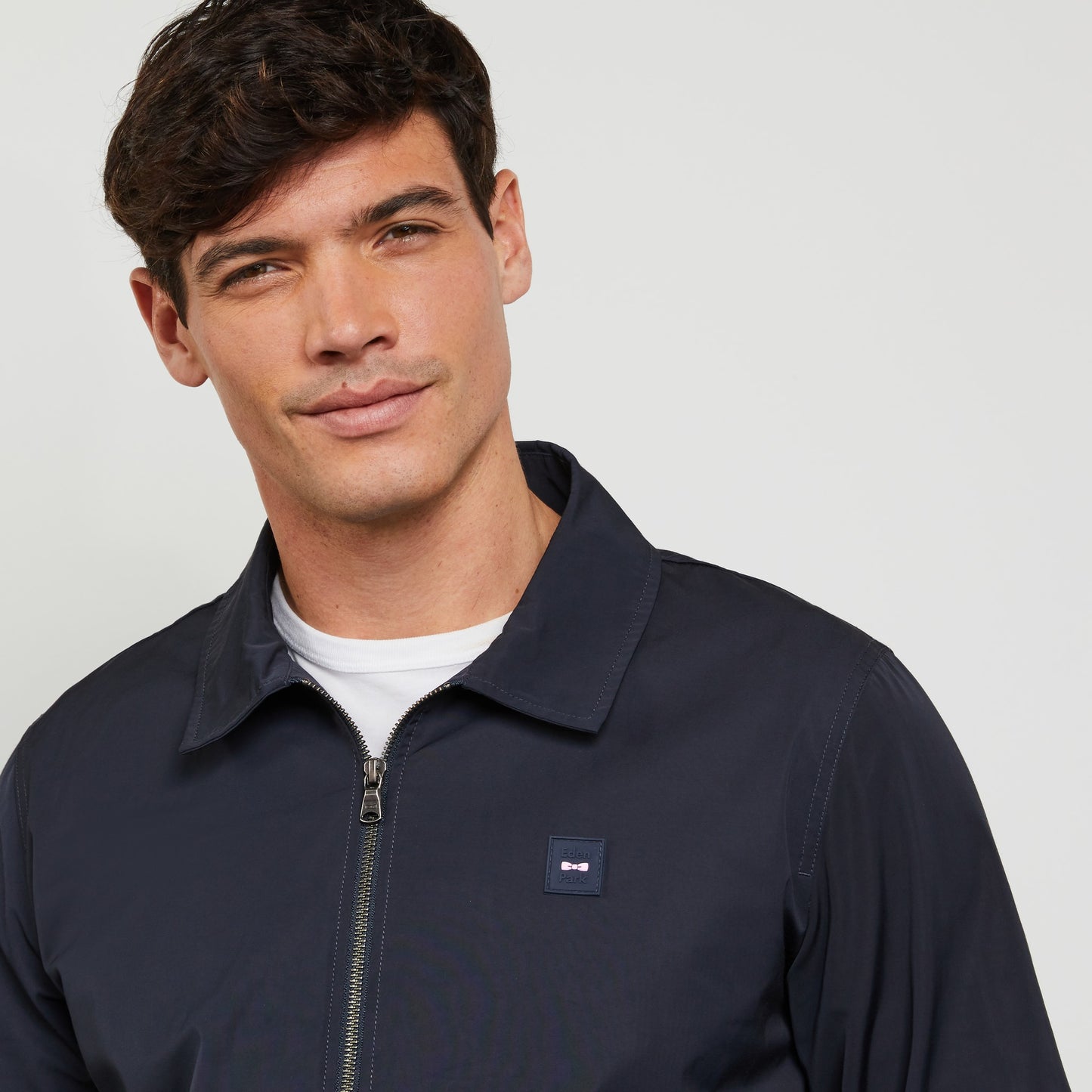 Eden Park Water-Resistant Navy Cotton Zip Jacket