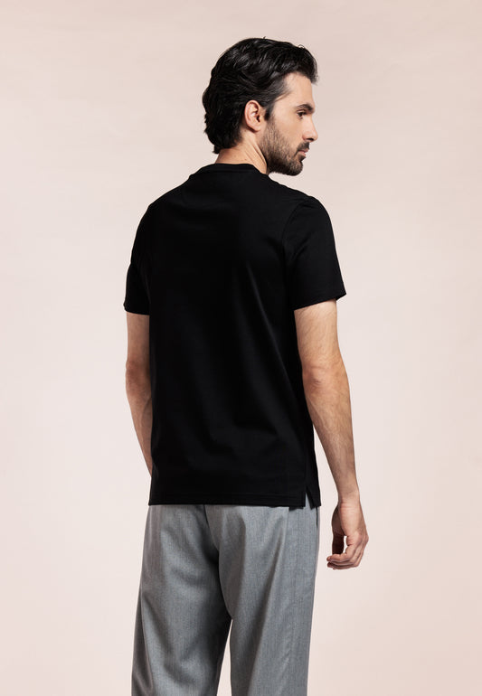 Thomas Maine Black Round Neck T-Shirt