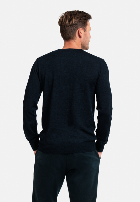 Thomas Maine Navy Merino Wool Jumper