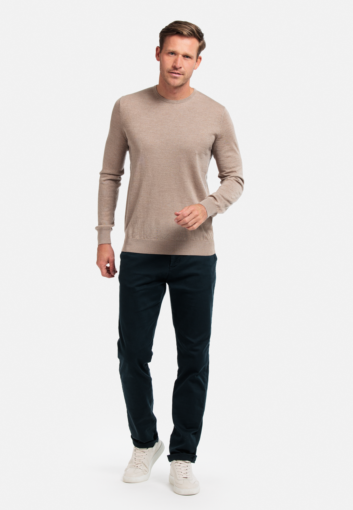 Thomas Maine Beige Merino Wool Jumper