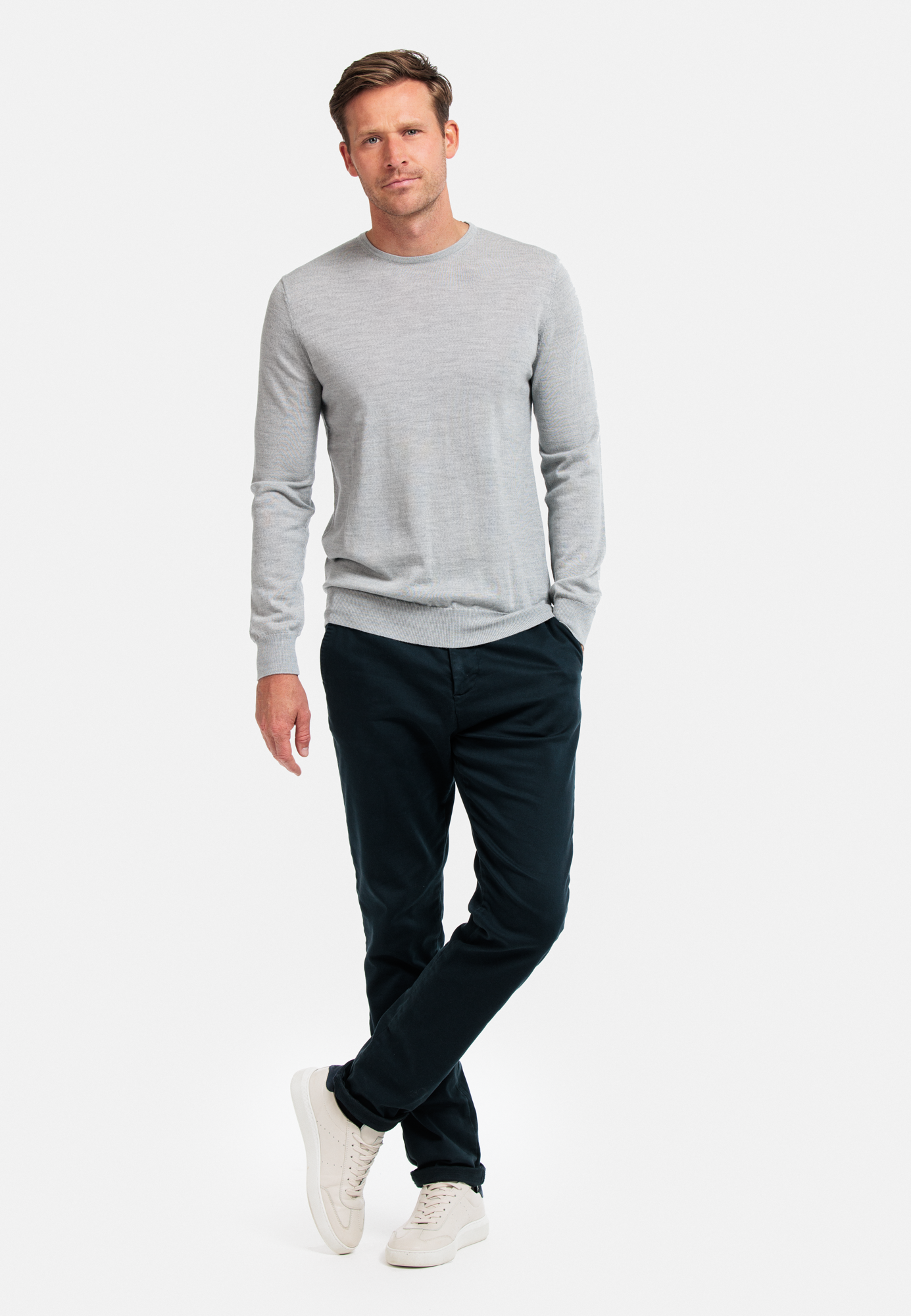 Thomas Maine Grey Merino Wool Jumper