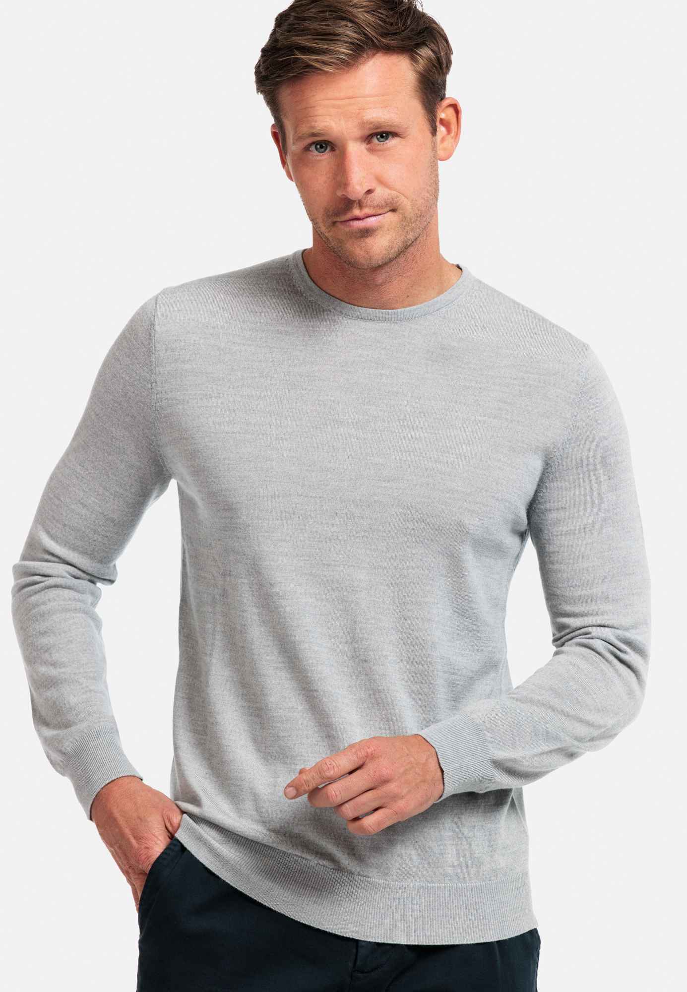 Thomas Maine Grey Merino Wool Jumper
