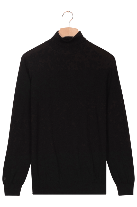 Baileys Black Roll Neck Merino Wool Jumper