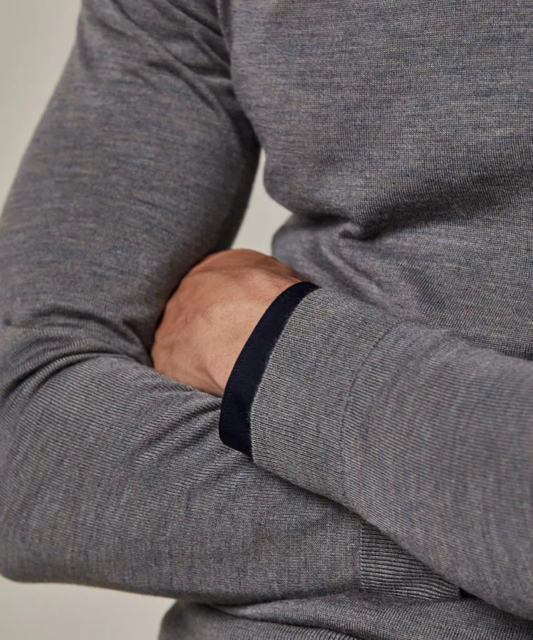 Profuomo Dark Grey Merino Classic Round-Neck Jumper