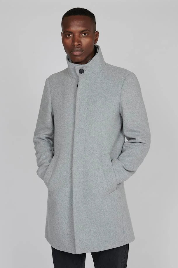 Matinique Light Grey Classic Wool Coat