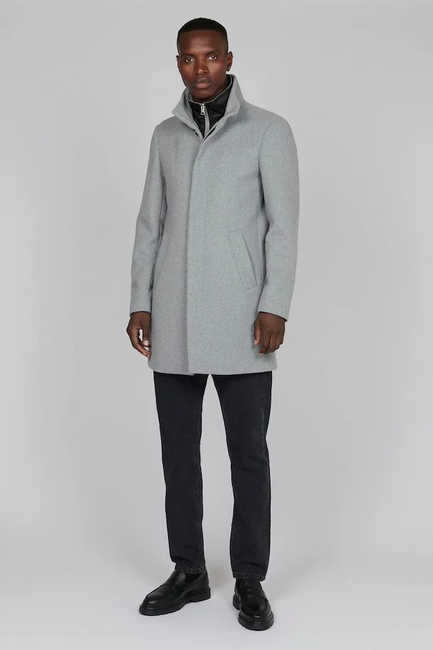 Matinique Light Grey Classic Wool Coat