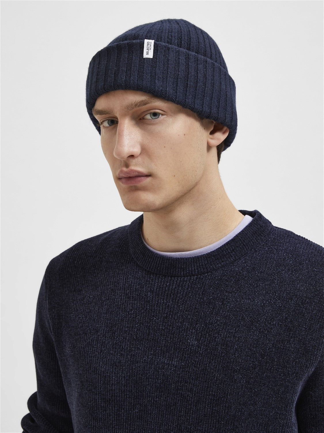 SELECTED Navy Merino Wool Beanie