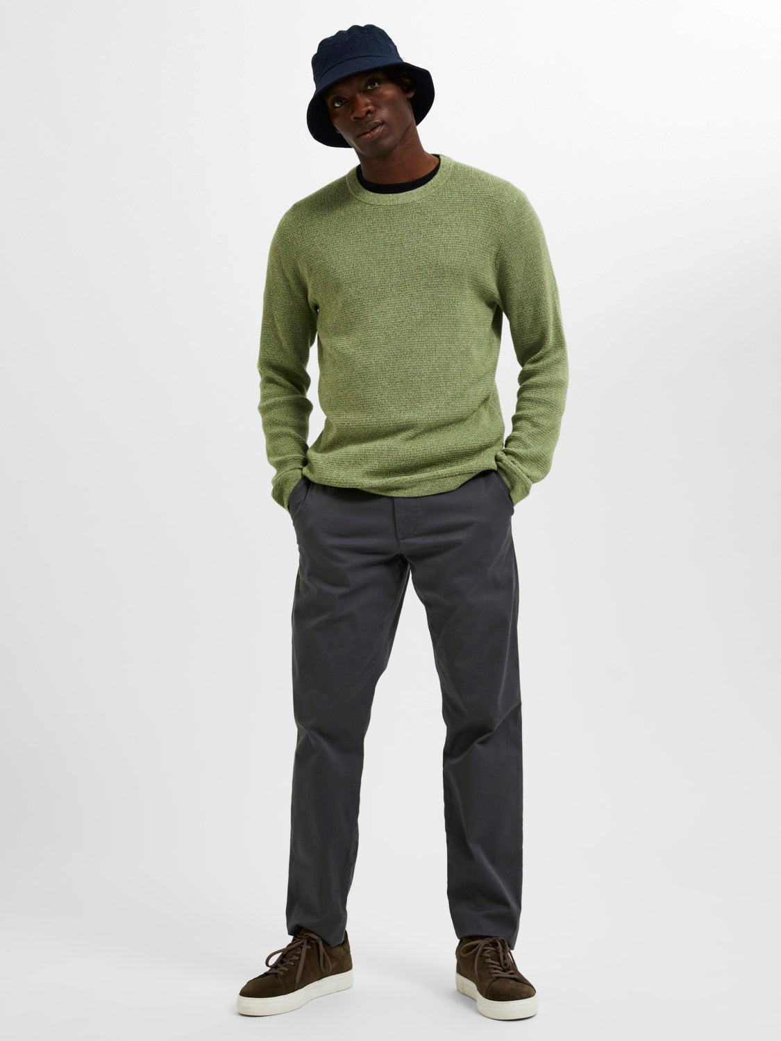 SELECTED Grey Slim Fit Flex Chinos