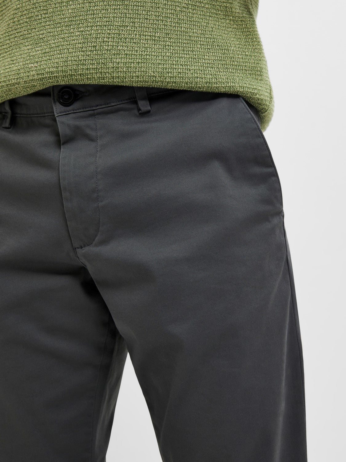SELECTED Grey Slim Fit Flex Chinos