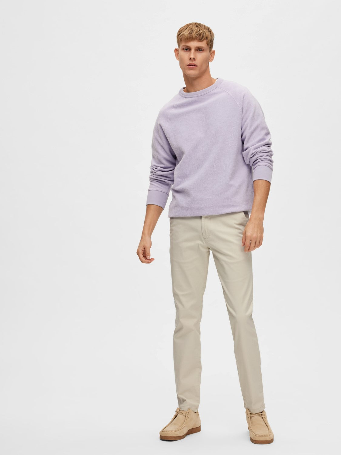 SELECTED Beige Slim Fit Flex Chinos