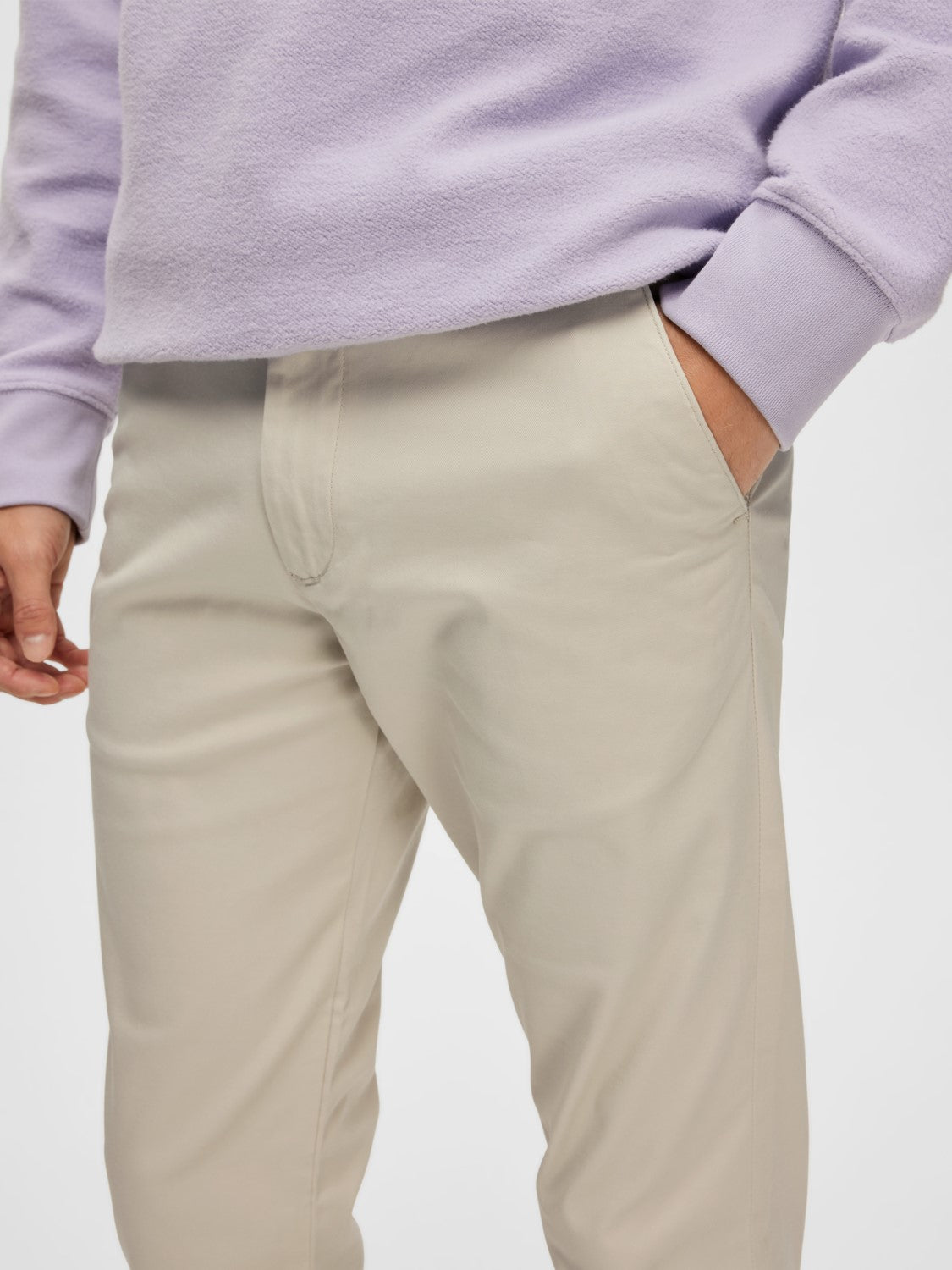 SELECTED Beige Slim Fit Flex Chinos