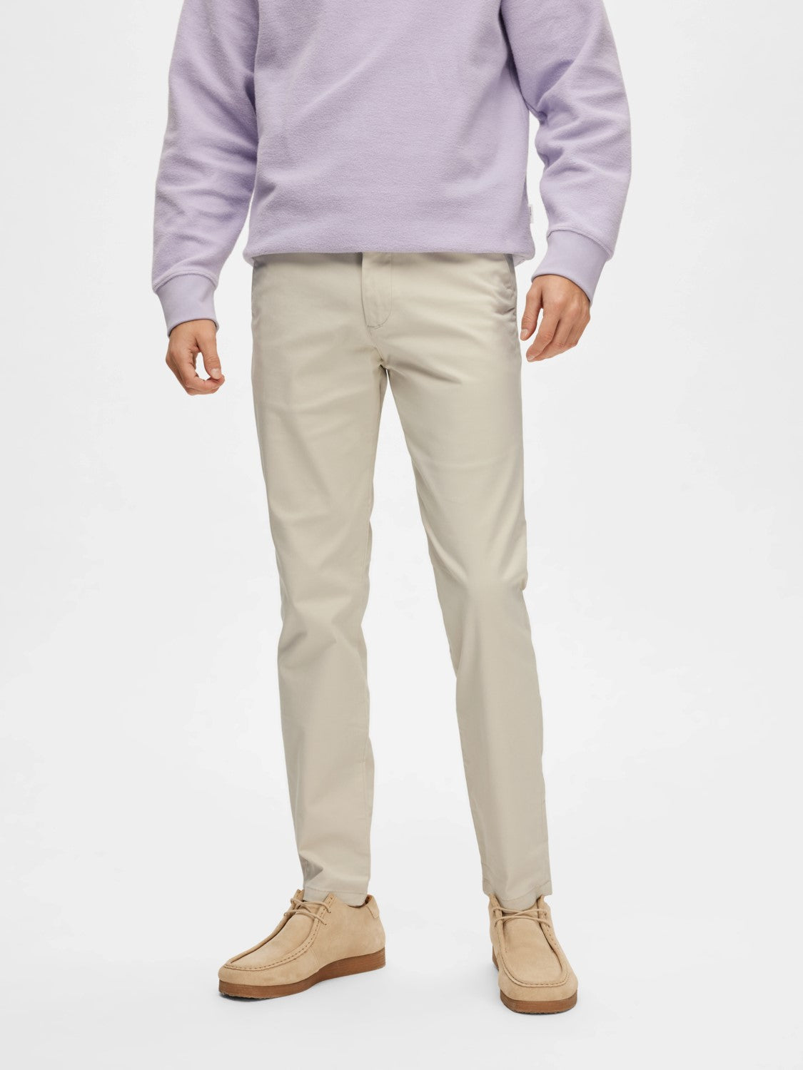 SELECTED Beige Slim Fit Flex Chinos