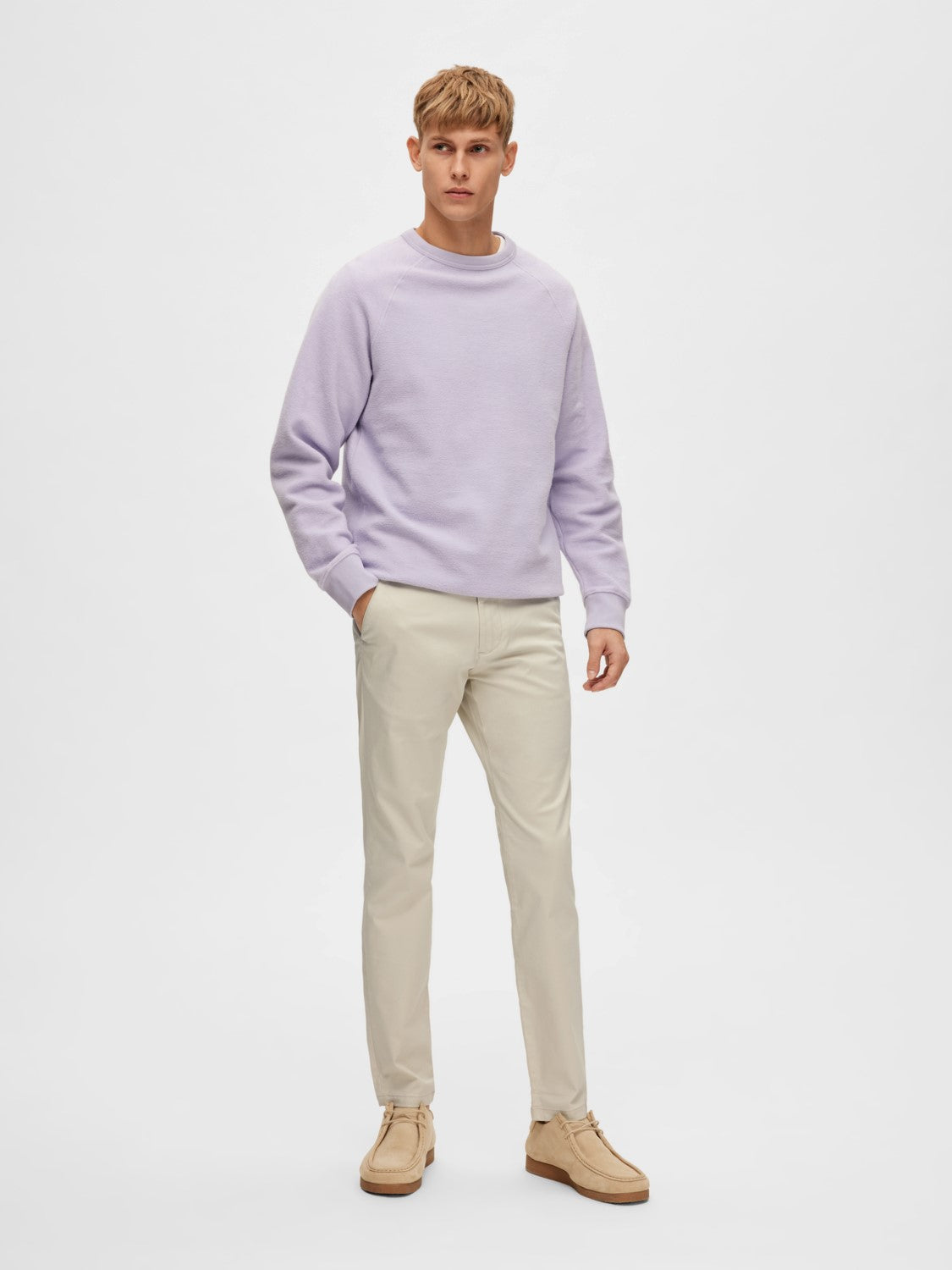 SELECTED Beige Slim Fit Flex Chinos