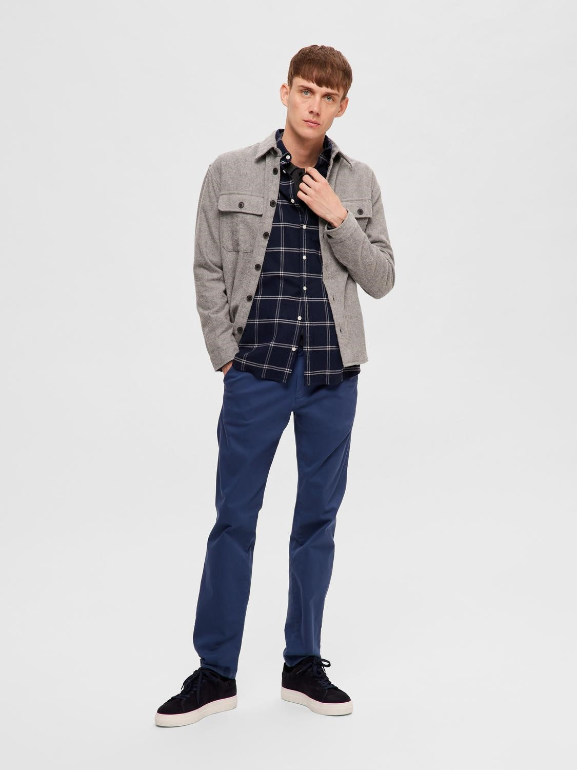 SELECTED Denim Blue Slim Fit Flex Chinos