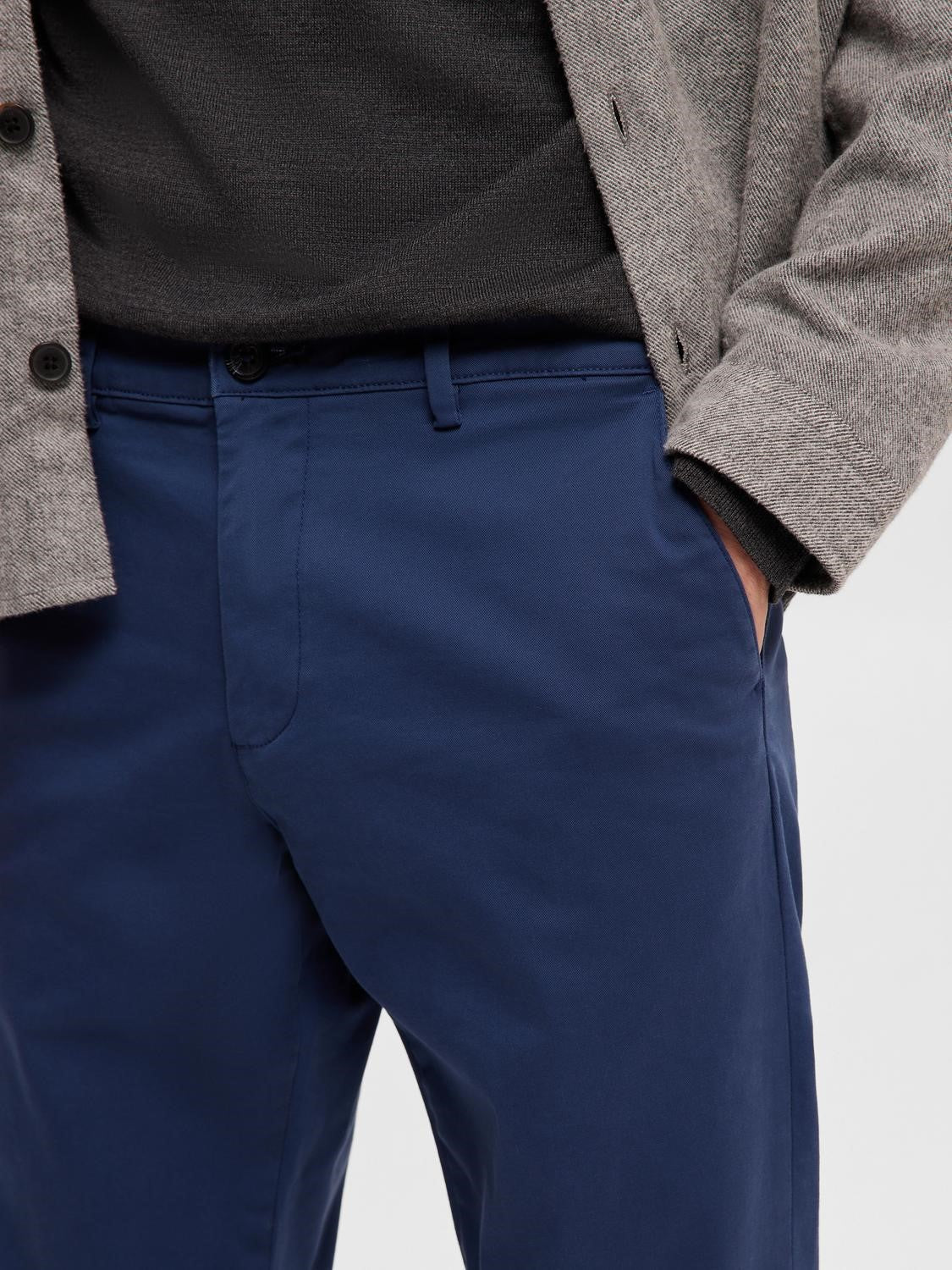 SELECTED Denim Blue Slim Fit Flex Chinos