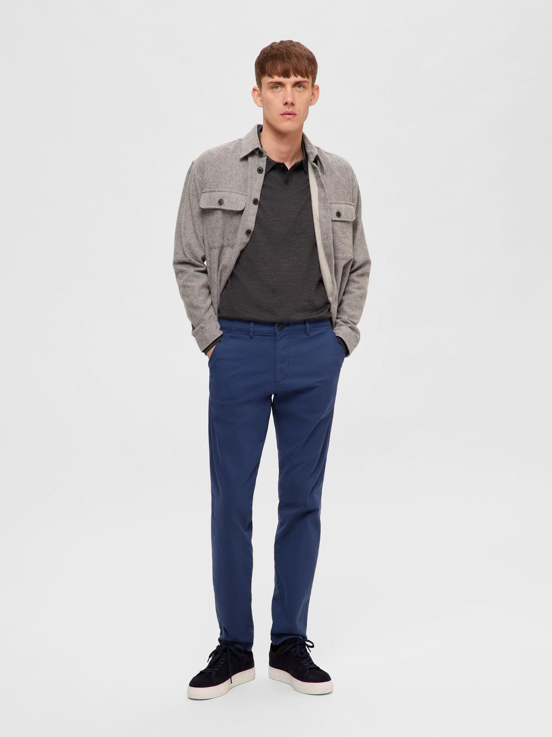 SELECTED Denim Blue Slim Fit Flex Chinos