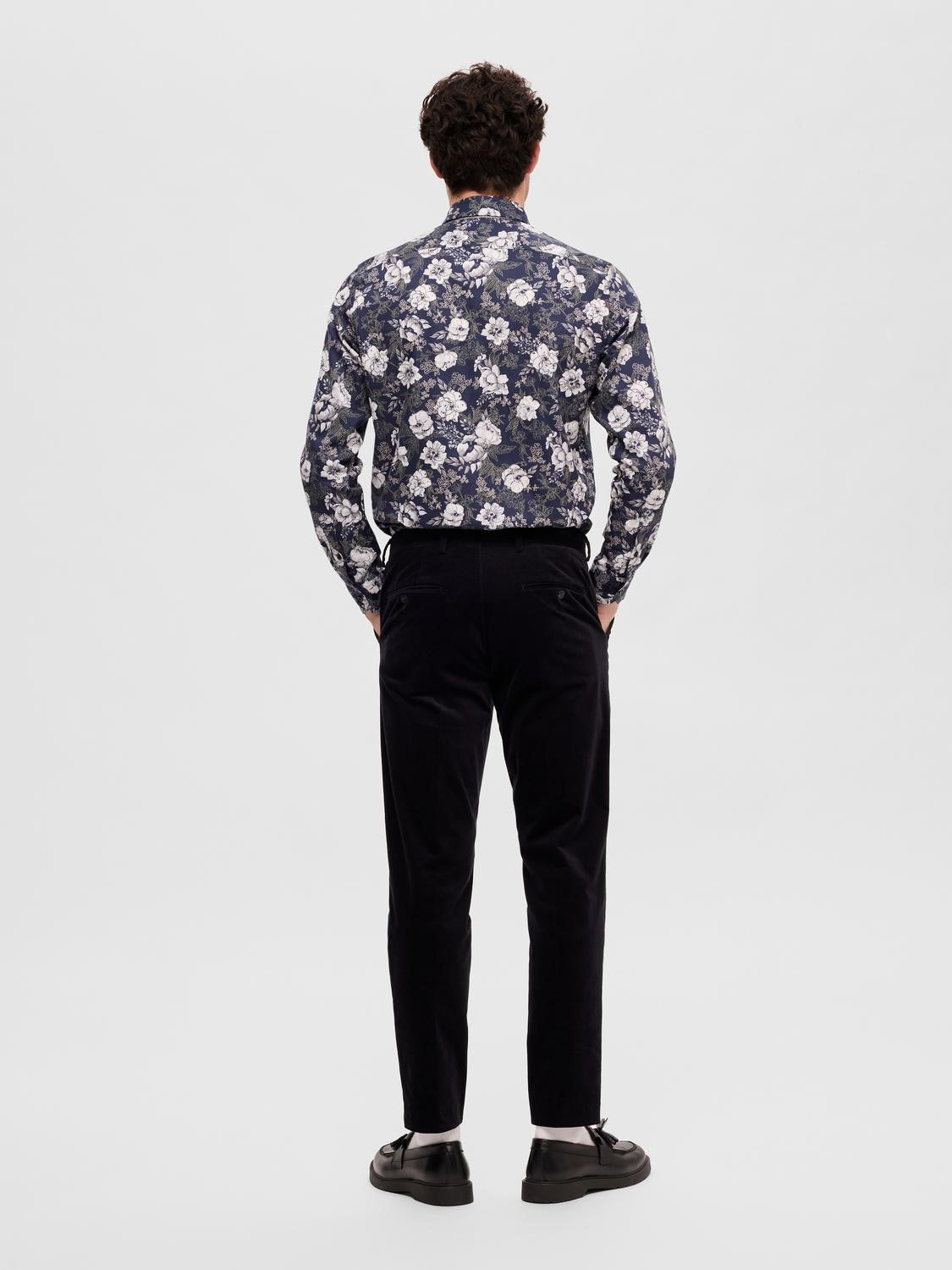 SELECTED Black Floral Classic Cotton Shirt