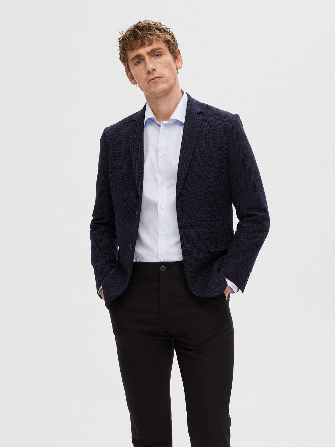SELECTED Navy Woven Blazer